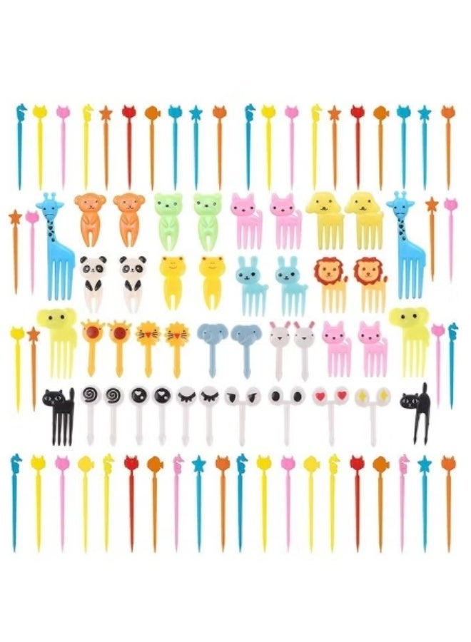 90 Pieces Animal Food Picks for Kids Cartoon Animal Bento Box Fruit Picks Mini Fork Toothpicks for Kids Adults Food Fruit Cake Dessert Pastry Party Bento Decor - Image 1